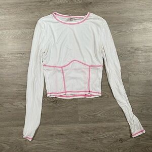 Women's‎ White Pink Long Sleeve Top Sunday Best DOVE LONGSLEEVE Aritzia